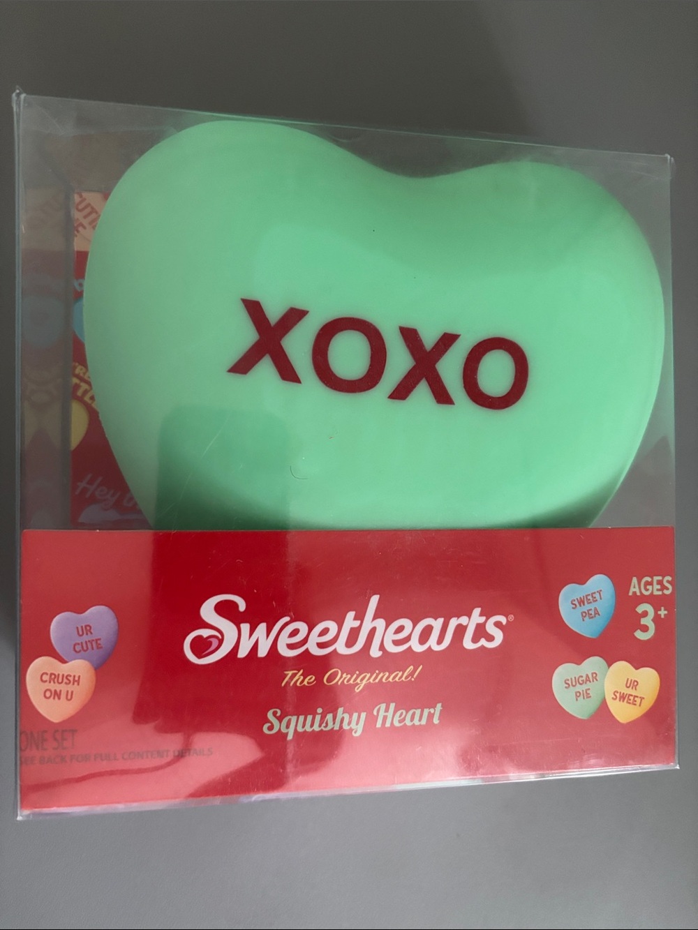 Sweethhearts Squishy Heart Toy - Mint Green XOXO